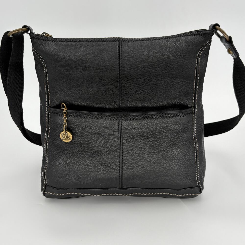 The Sak Silverlake Black Leather Crossbody Bag Contrast Stitch Boho